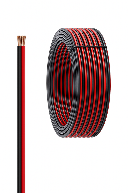 Dobbelt elektrisk kabel 18AWG – 30,5 meter – Rød/Svart – CCA